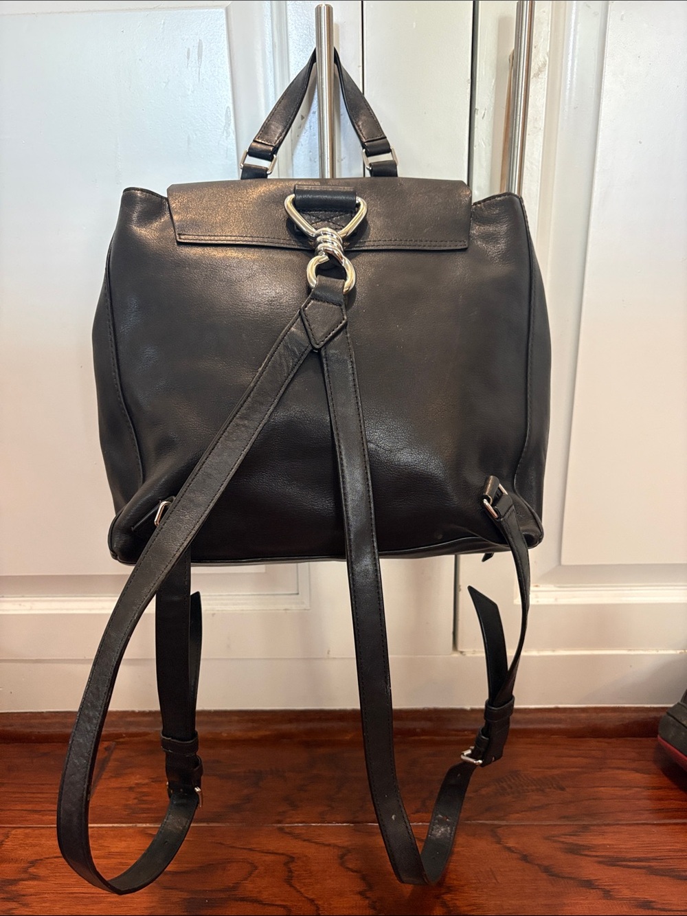 All Saints Black Leather Backpack with Front Pockets - Picture 5 of 9